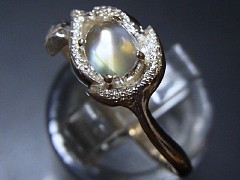 ゴールデンレインボームーンストーン　シルバーリング1