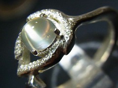 ゴールデンレインボームーンストーン　シルバーリング5