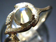 ゴールデンレインボームーンストーン　シルバーリング8
